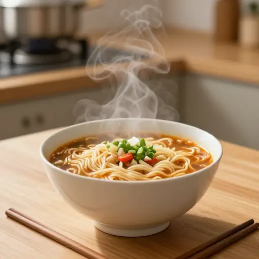 我煮了面条当晚餐。