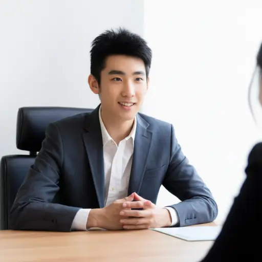 他在面试中表现得非常从容自信。