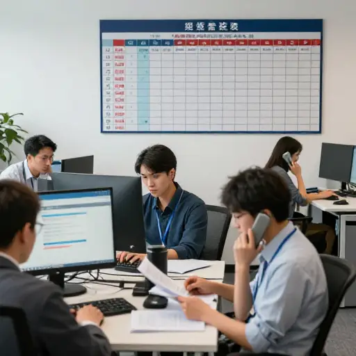 项目截止日期在办公室营造了一种繁忙的氛围。