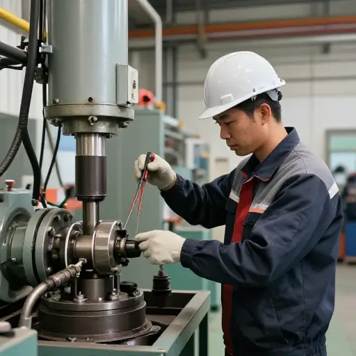 工程师检查了液压系统中的滑靴。