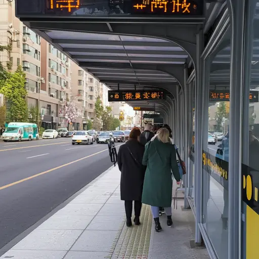 我们可以在那个公交车站等车。