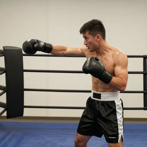 他在刺拳后接了一记右直拳。
