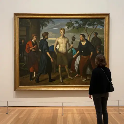 为了更好地欣赏整幅画作，你需要退后几米。