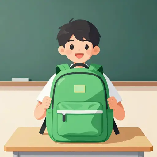 我有一个绿色的书包。