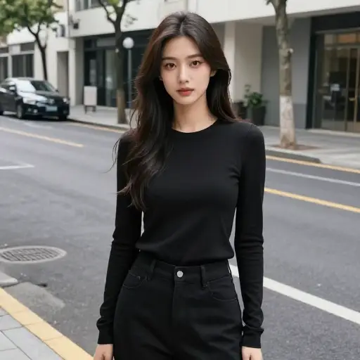 她总是穿黑色衣服。