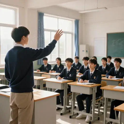 他在全班同学面前做了演讲。