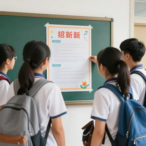 学生们在布告板上看到了新俱乐部的通知。