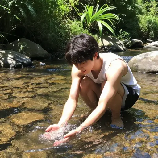水的凉爽缓解了夏日的炎热。
