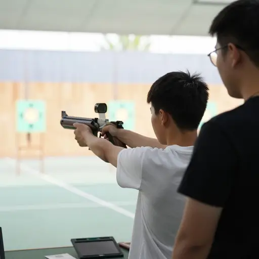 他会朝靶子射击。