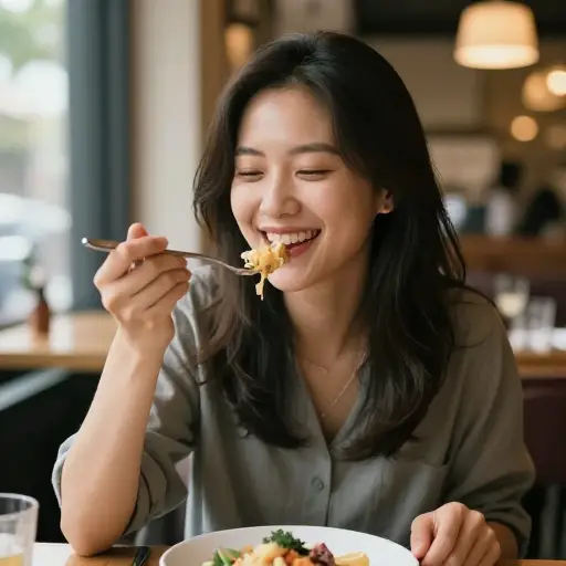 她评论说食物很美味。