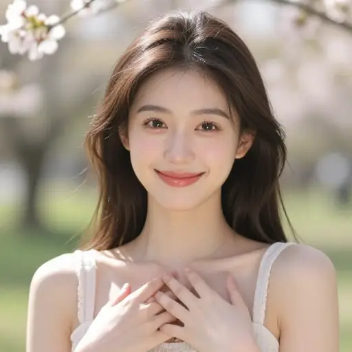 她脸上的笑容是内心幸福的最真实表现。