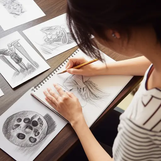 这位年轻的画家是一位很有天赋的素描家。