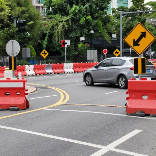 由于前方施工，我们不得不绕道走另一条路。