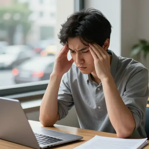 他无法集中注意力，因为外面的噪音和他自己的焦虑。