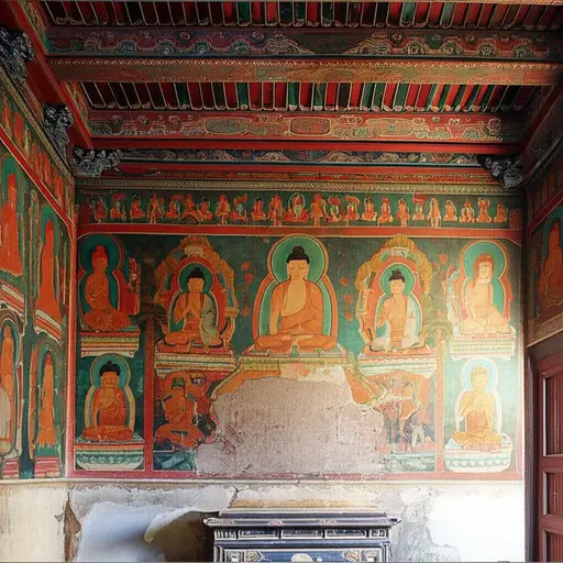 这座寺庙以其佛教壁画而闻名。