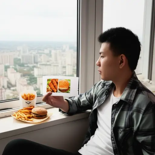 他在异国他乡时，常常思念家乡的美食。