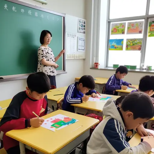 老师让学生们画一幅自己家的简笔画。