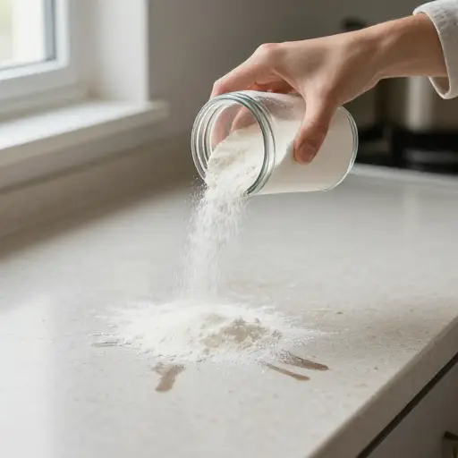 撒一点小苏打在油渍上可以更容易清洁。