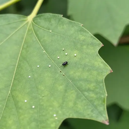 这种昆虫把卵产在树叶的背面。