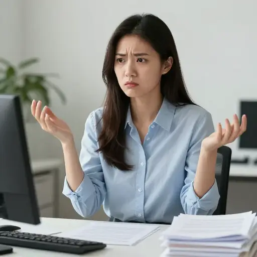 面对这个复杂的问题时，她不知所措。