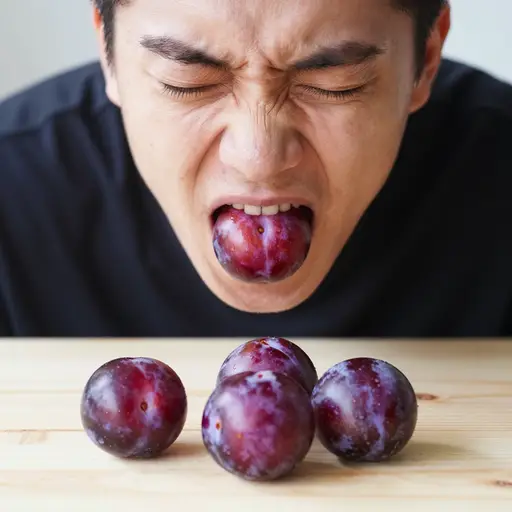 这些李子有点酸。
