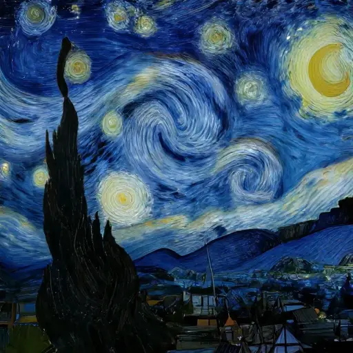 我最喜欢的一幅画是《星空》。