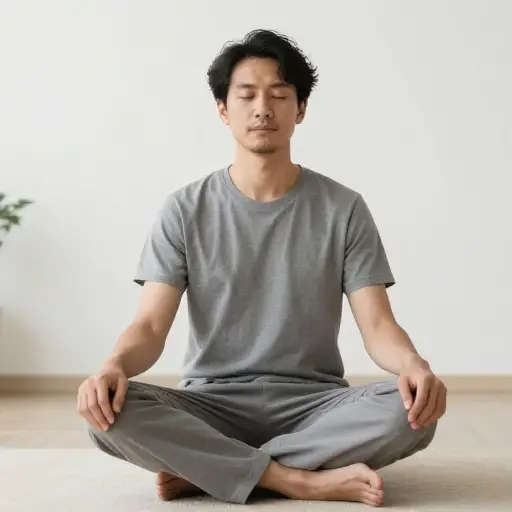 冥想后，他的内心感到平静而清晰。