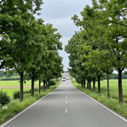 我们走了一条小路，以避开高速公路上的拥堵车流。