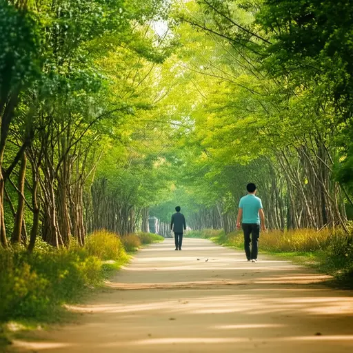 我喜欢在安静的早晨散步。