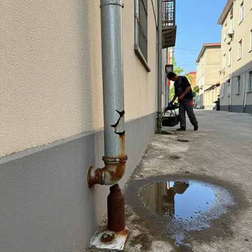 那根持续漏水了好几周的旧水管终于被物业修好了。