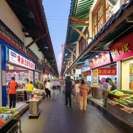 周末我们经常去唐人街买新鲜蔬菜和调料。