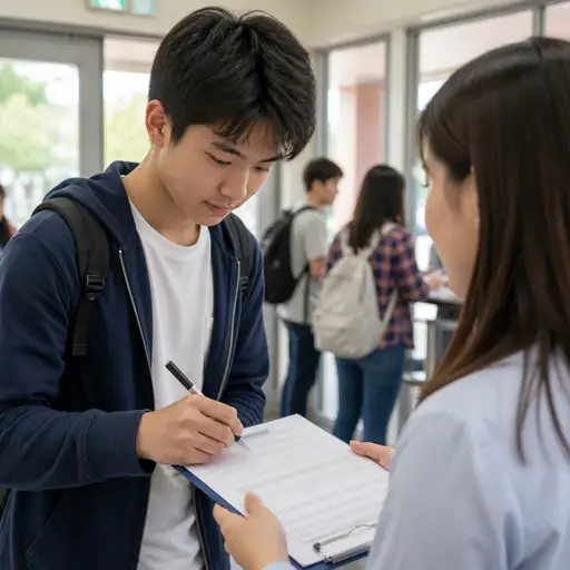 她报名参加了学校旅行。