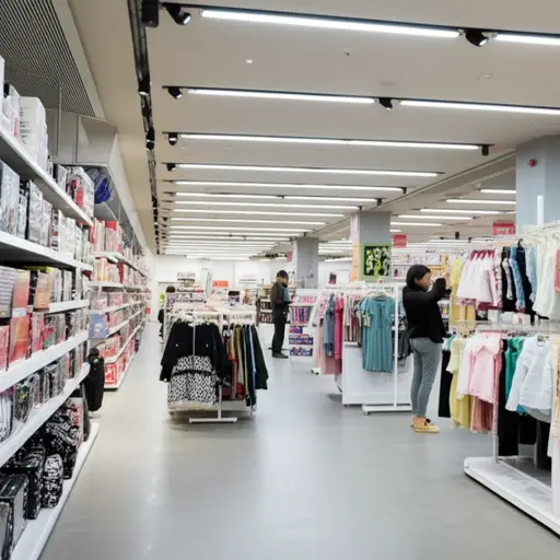 我们在百货商店买衣服和玩具。