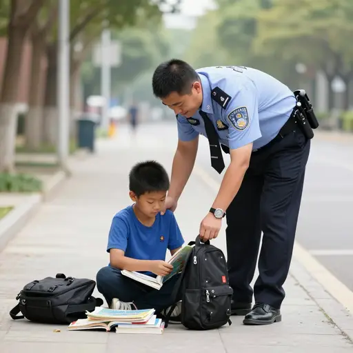 那名警官帮助了那个男孩。