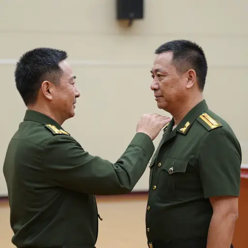 经过多年服役，他被提升至上校军衔。