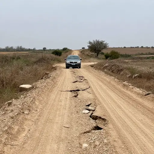 崎岖不平的道路使得旅途很不舒服。