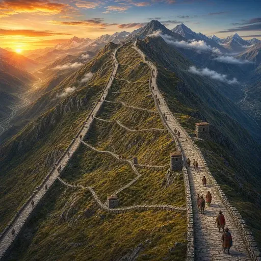 这些印加道路由两条南北向公路和许多横穿山脉、东西走向的小路组成。