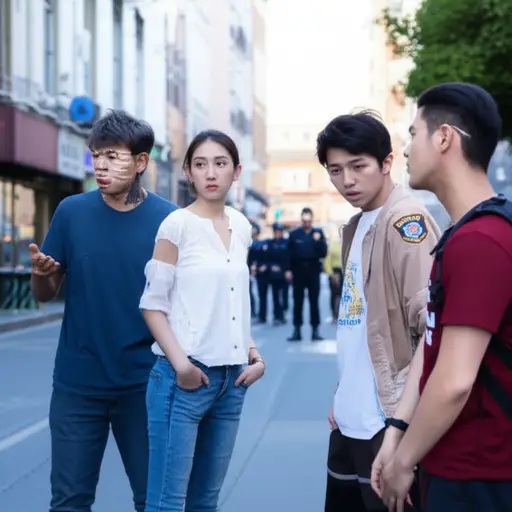 那些闹事者看到警察走近时，低声嘟囔着'猪来了'。