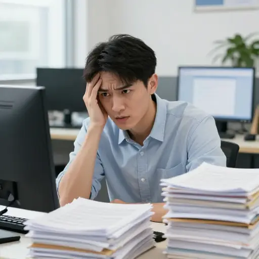 在他工作的第一天，他感到力不从心。