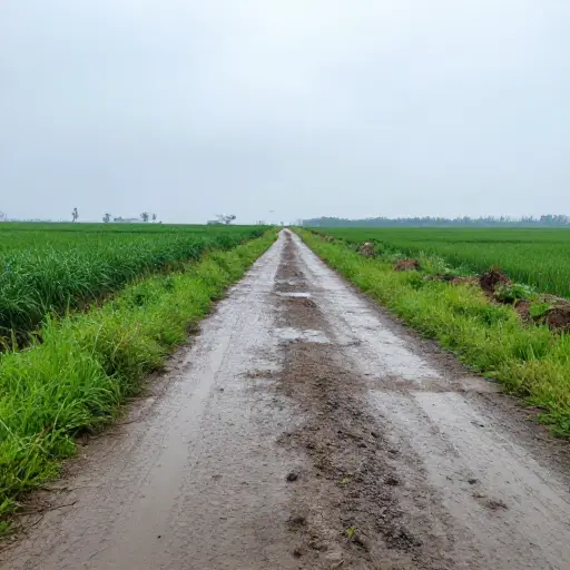 雨后，之前泥泞的小路变成了坚实的地面。