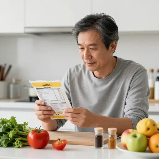 他监控饮食以控制血压。