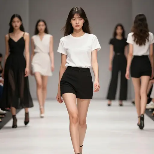 她试图模仿模特们走路的方式。