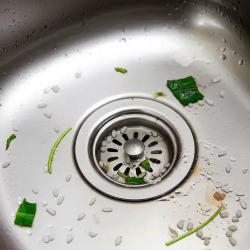 食物残渣堵塞了管道，导致水无法排出。