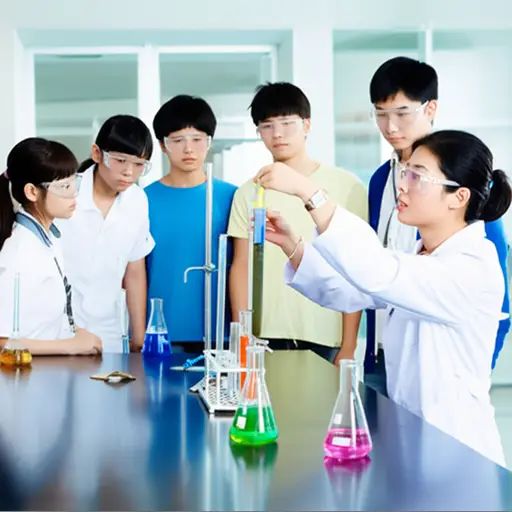 老师通过实验向我们演示了化学反应的过程。