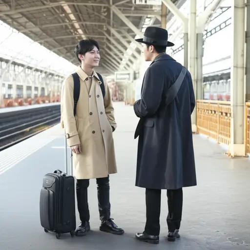 问问Overcoat先生是否需要帮忙拿行李。