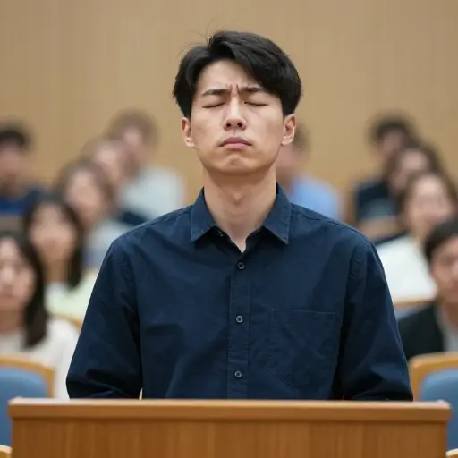 在演讲前，我不得不深呼吸以平复紧张情绪。