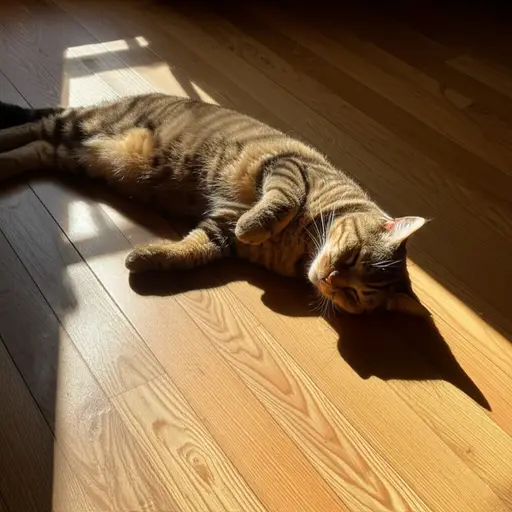 那只花斑公猫喜欢在阳光下打盹。