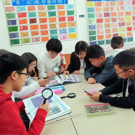 学校的俱乐部里有许多狂热的邮票收藏家。