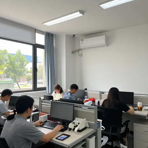 夏天，这座办公楼里的空调让房间保持凉爽。