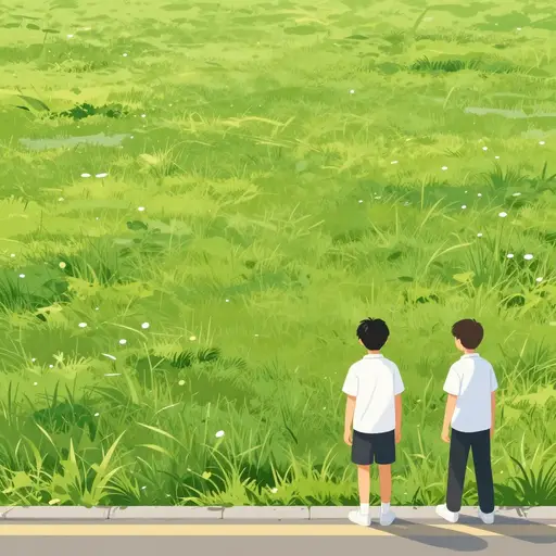 草是绿色的。